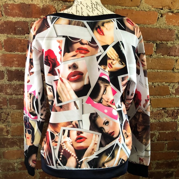 🌟HP🌟Vintage 90s Blush Fashion Models Pop Art Top - Picture 3 of 7